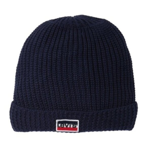 Levi's Cuff Faux Fur Lined Beanie Navy - Picture 1 of 4
